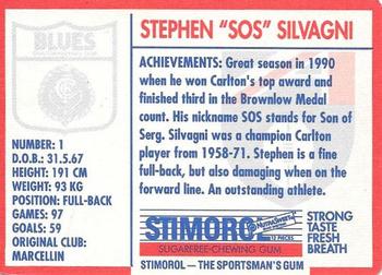 1991 Scanlens Stimorol #87 Stephen Silvagni Back